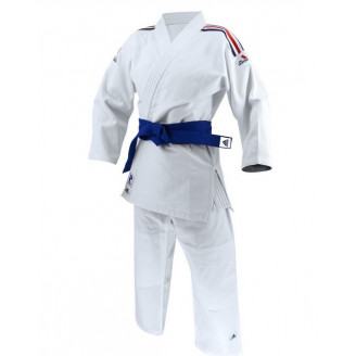 Kimono de Judo entrainement Adidas bandes bleu blanc rouge
